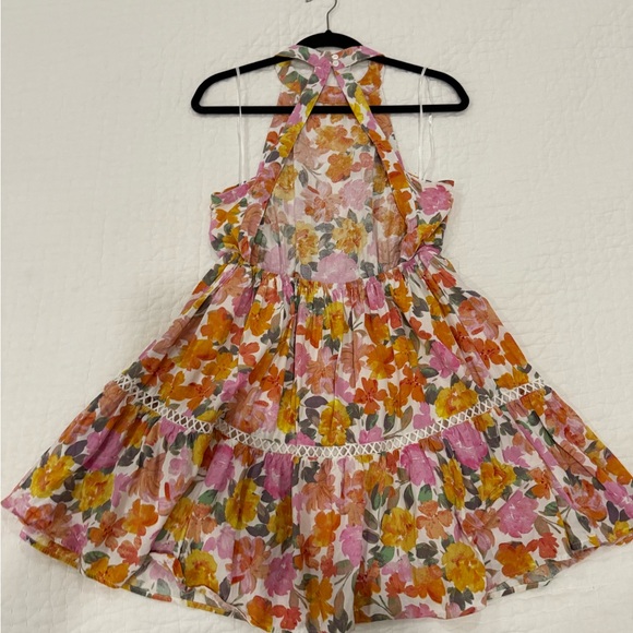 Petal & Pup Floral Halter Dress - Pink, Orange, Yellow - Picture 3 of 4